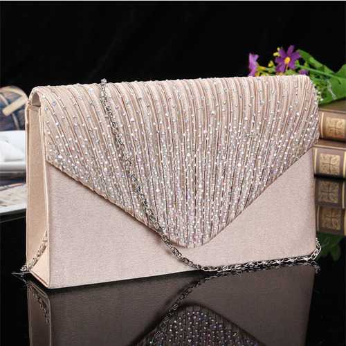 Women  Evening Bridal Wallet Envelope Flash Diamond Clutch