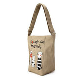 Women Vintage Canvas Cute Cat Handbag Shoulder Bag Messenge Bag