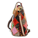 Women Genuine Leather Patchwork Crossbody Bag