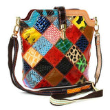 Women Genuine Leather Patchwork Crossbody Bag