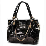 Women Luxury Paillette Patent Leather Handbag Casual Large Crossbody Shoulder Bag