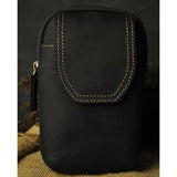 Men Genuine Leather Iphone Small Outdoor Zipper Brown Blue Waist Bag