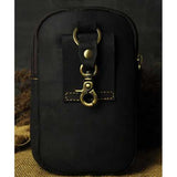 Men Genuine Leather Iphone Small Outdoor Zipper Brown Blue Waist Bag
