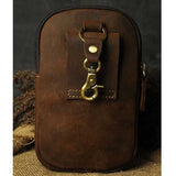 Men Genuine Leather Iphone Small Outdoor Zipper Brown Blue Waist Bag