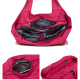 Women Nylon Handbag Solid Tote Bag Multi Pocket Shopping Bag
