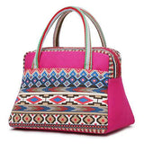 Women Canvas Flower Lunch Handbags Bohemia Style Tote Bags Shopping Bags