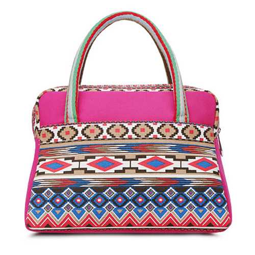 Women Canvas Flower Lunch Handbags Bohemia Style Tote Bags Shopping Bags