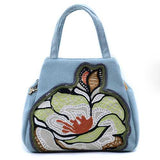 Women Vintage Canvas Handbag Ethnic Style Print Flower Tote