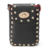Women Chain Rivet Shoulder Bags Lock 6.5 Inch Phone Bags Case Crossbody Bags