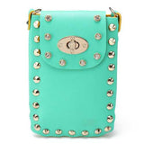 Women Chain Rivet Shoulder Bags Lock 6.5 Inch Phone Bags Case Crossbody Bags