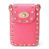 Women Chain Rivet Shoulder Bags Lock 6.5 Inch Phone Bags Case Crossbody Bags