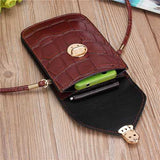 Women Crocodile Shoulder Bags Girls Mini Wallet Functional 6.5 Inch Phone Case For Iphone Xiaomi