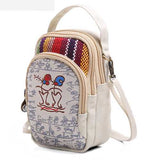 Three Interlayers Canvas Shoulder Bags Girls Mini Crossbody Bags 6.0'' Phone Purse For Iphone 7P