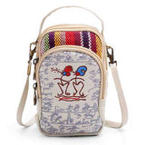 Three Interlayers Canvas Shoulder Bags Girls Mini Crossbody Bags 6.0'' Phone Purse For Iphone 7P