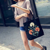 Women Nylon Floral National Design Handbag Light Weight Shoulder Bag