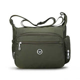 Women Nylon Multi Zipper Interlayer Pockets Shoulder Bags Light Waterproof Crossbody Messenger Bags