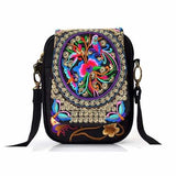 Woman National Floral Canvas 5.5 Inches Phone Bag