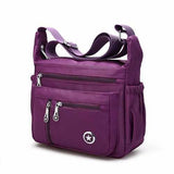 Women Nylon Multilayer Zipper Pockets Shoulder Bags Light Crossbody Bags Messenger Bags