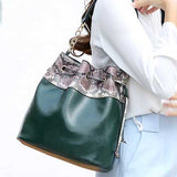 Women Serpentine Pattern Bucket Bags Tassel Chain Shoulder Bags Crossbody Bags