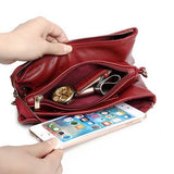 Three-layers Genuine Leather Pure Color Shoulder Bags Crossbody Bags Clutch Phone Bag