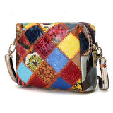 Women Contrast Color Patchwork Shoulder Bags Folk Custom Stitching Crossbody Bags