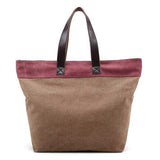 Women Canvas Hit Color Tote Bag Casual Handbag Shoulder Bag