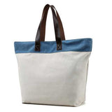 Women Canvas Hit Color Tote Bag Casual Handbag Shoulder Bag