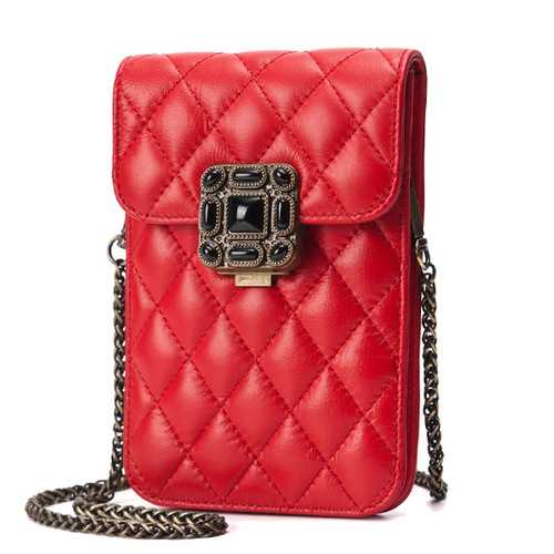 Quilted Metal Strap Chain Shoulder Bags Mini Crossbody Bags 5.5'' Phone Purse For Iphone 7p