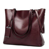 Women Oil Leather Tote Handbags Vintage Shoulder Bags