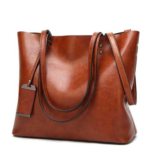 Women Oil Leather Tote Handbags Vintage Shoulder Bags
