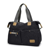 Women Vintage Nylon Tote Handbags Front Pockets Shoulder Bags Capacity Crossbody Bags