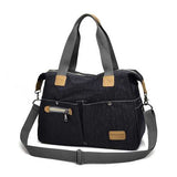 Women Vintage Nylon Tote Handbags Front Pockets Shoulder Bags Capacity Crossbody Bags