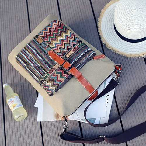 Women Canvas Multifunction Vintage Large Capacity  Shoulder Bag Crossboby Bag Backpack