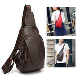 Men Women Genuine Leather Chest Bag Fashion Retro Casual Crossbody Bag with 3 Colors