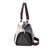 Women Quality Canvas Casual Color Block Large Capacity Handbag Shoulder Bag Crossbody Bag