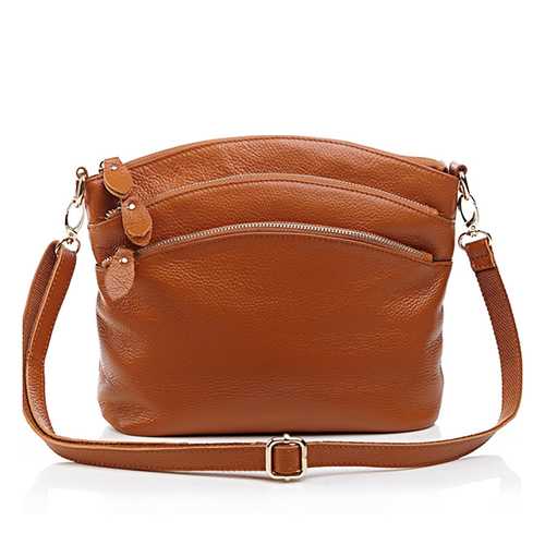 Women Genuine Leather Shoulder Bag Multi Pocket Travel Crossboby Bag