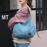 Women Quality Canvas Three Layer Large Capacity Casual Vintage Handbag Shoulder Bag