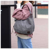Women Quality Canvas Three Layer Large Capacity Casual Vintage Handbag Shoulder Bag