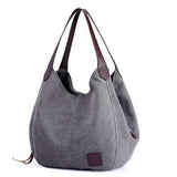 Women Quality Canvas Three Layer Large Capacity Casual Vintage Handbag Shoulder Bag