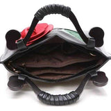 Women National Style Flower Decoration PU Leather Handbag Crossbody Bag