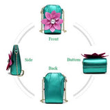 6 Inches Cell Phone Pu Leather  Women National Style Flowers Crossbody Bag Shoulder Bag