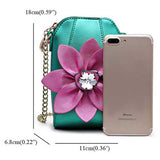 6 Inches Cell Phone Pu Leather  Women National Style Flowers Crossbody Bag Shoulder Bag