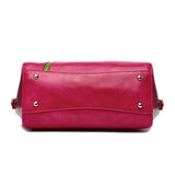 Women PU Leather National Style Decorative Rose Wooden Handl