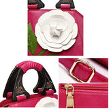 Women PU Leather National Style Decorative Rose Wooden Handl