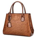 Women Crocodile High-End Vintage PU Leather Handbag Shoulder Bag