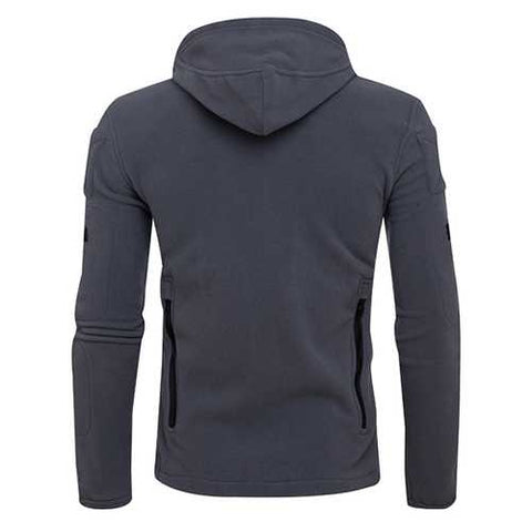 Men's Outdoor Tactical Fleece Warm Hoodies Jacket Casual Multi Head Zipper Hand Hole Sweater