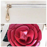 Women Pearl Patent Leather Coloful Flower Handbag
