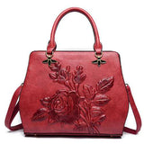 Women Rose Embroidery Handbag Elegant Tote Bag Crossbody Bag