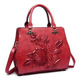 Women Rose Embroidery Handbag Elegant Tote Bag Crossbody Bag