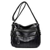 Women Vintage PU Leather Crossbody Bag Multi-pockets Shoulder Bag
